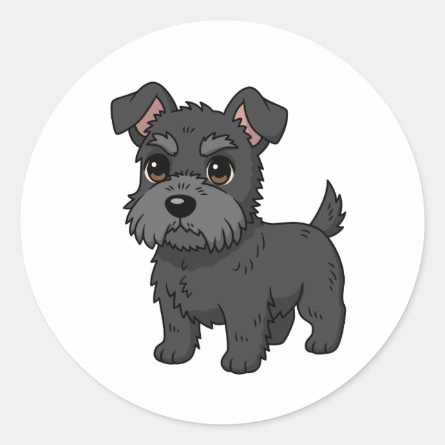 Cute Black Scottish Terrier Dog Runder Aufkleber (Vorderseite)
