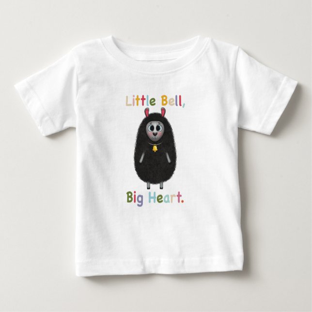 Cute Black Sheep with Bell – Little Bell Big Heart Baby T-shirt (Vorderseite)
