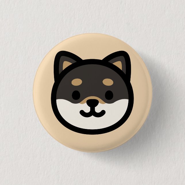 Cute black Shiba Inu Dog Face Button (Vorderseite)
