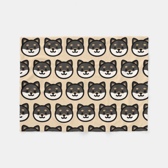 Cute black Shiba Inu Dog Face Fleecedecke (Vorderseite (Horizontal))