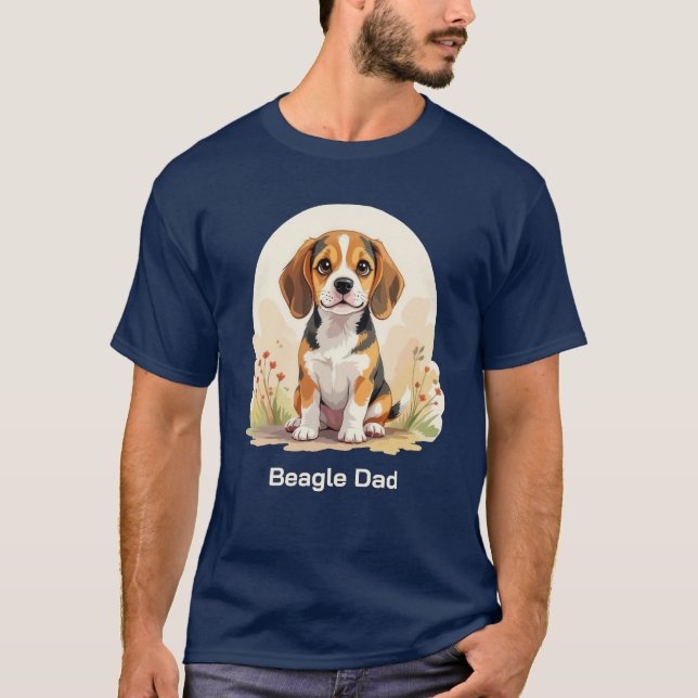Cute Black & Tan Beagle Puppy Beagle Dad T-Shirt (Vorderseite)