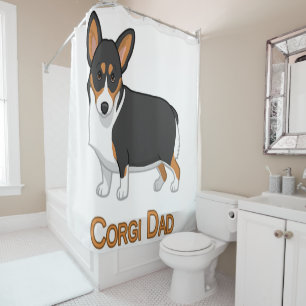 Cute Black Tricolor Pembroke Corgi Dad Dog Lovers Duschvorhang
