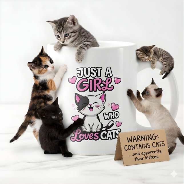  Cute Black & White Kitten & Pink Hearts  Jumbo-Tasse (Von Creator hochgeladen)