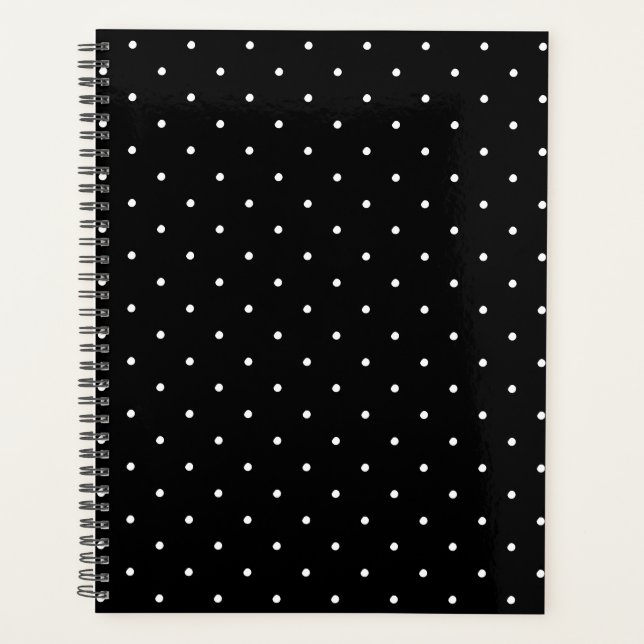 Cute black white polka dot pattern elegant stylish planer (Vorderseite)