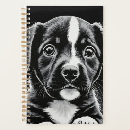 Cute Black & White Puppy – Dog Lover Planner Planer