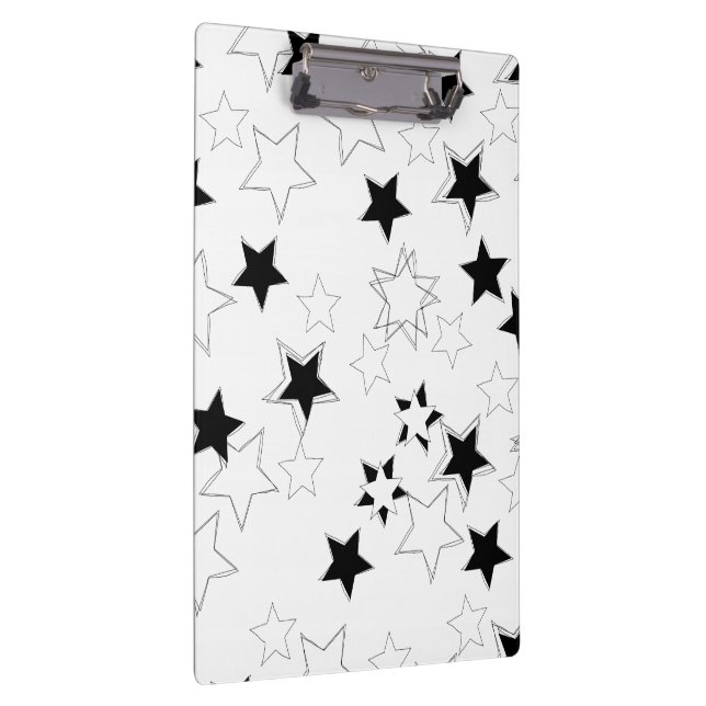 Cute Black & White Stars Clipboard  Klemmbrett (Rechts)