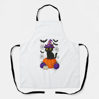 Cute Black Witch Cat Pumpkin Halloween Costume Fal Schürze