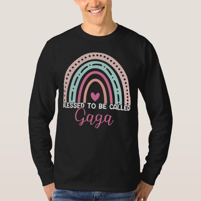 Cute Blessed To Be Called Gaga Rainbow Mom Grandma T-Shirt (Vorderseite)