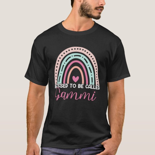 Cute Blessed To Be Called Gammi Rainbow Mom Grandm T-Shirt (Vorderseite)
