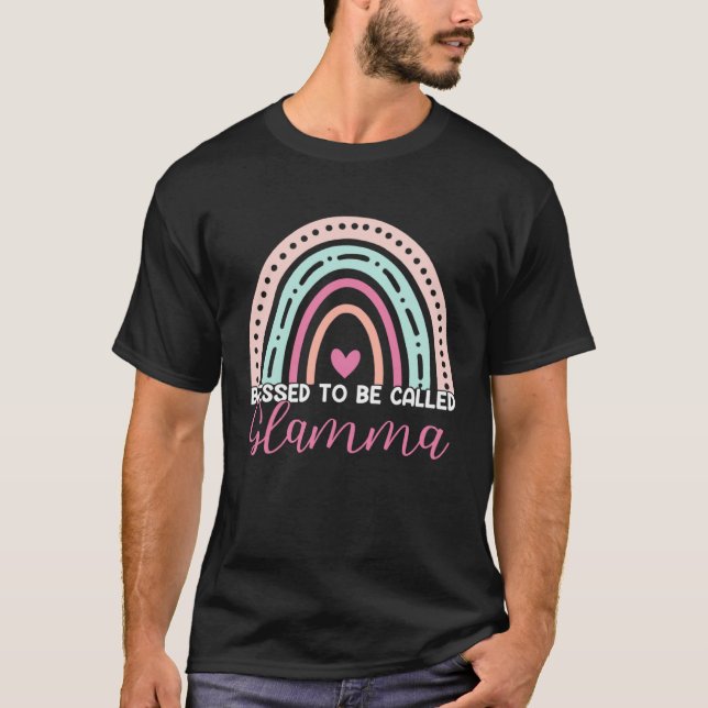 Cute Blessed To Be Called Glamma Rainbow Mom Grand T-Shirt (Vorderseite)