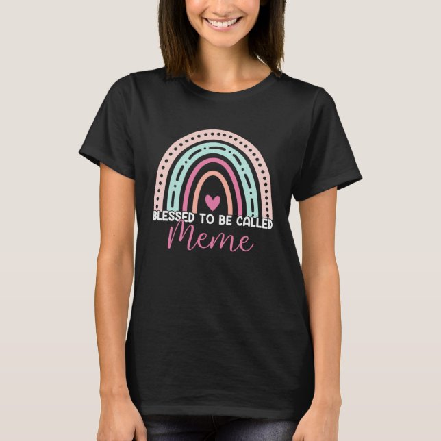 Cute Blessed To Be Called Meme Rainbow Mom Grandma T-Shirt (Vorderseite)