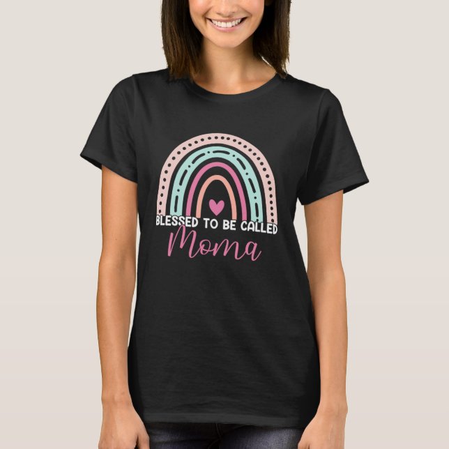Cute Blessed To Be Called Moma Rainbow Mom Grandma T-Shirt (Vorderseite)
