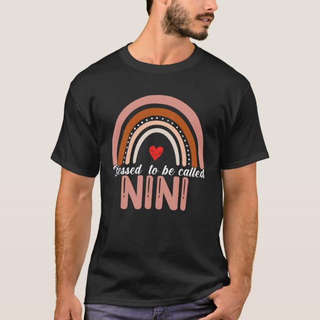 Cute Blessed To Be Called Nini Rainbow Women Mothe T-Shirt (Vorderseite)