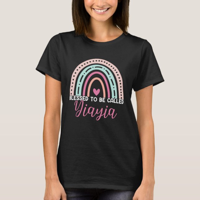 Cute Blessed To Be Called Yiayia Rainbow Mom Grand T-Shirt (Vorderseite)