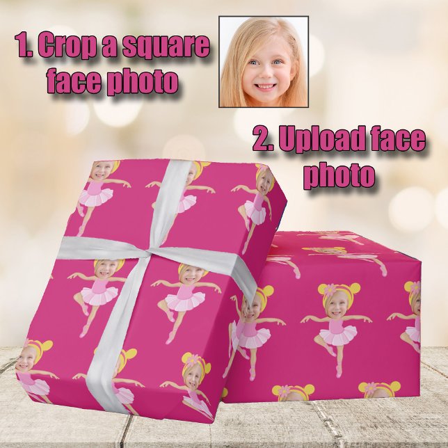 Cute Blonde Ballerina Girl Custom Kids Photo Geschenkpapier (Von Creator hochgeladen)