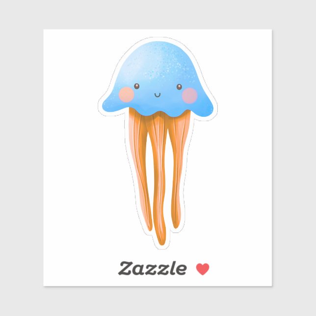 Cute Blue and Orange Jellyfish Aufkleber (Blatt)