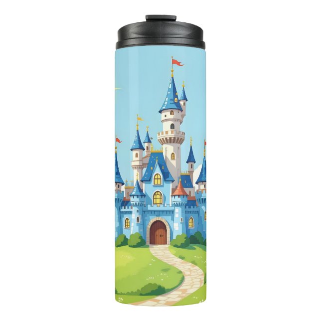 Cute blue and white castle thermosbecher (Vorderseite)