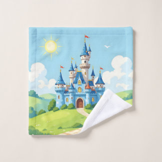 Cute blue and white castle waschlappen