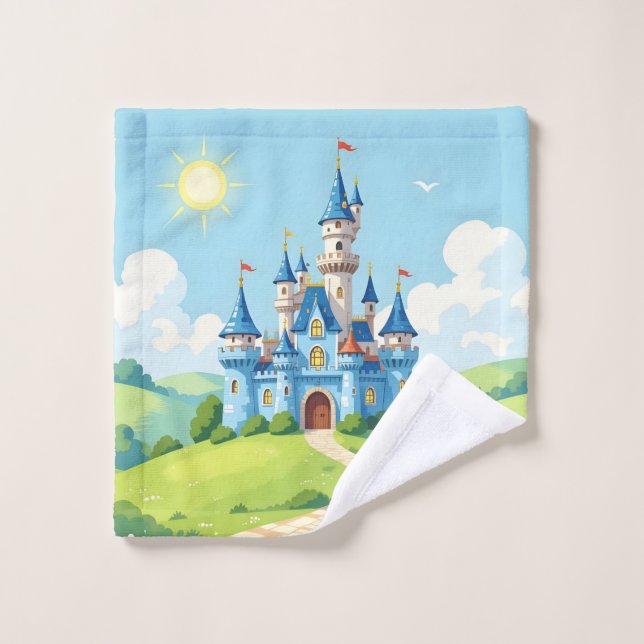 Cute blue and white castle waschlappen (Waschlappen)