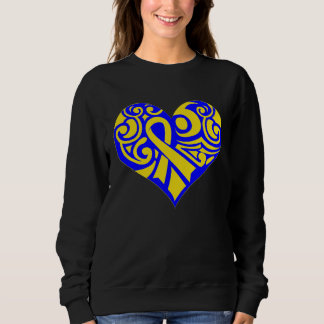 Cute Blue and Yellow Ribbon Down Syndrome Awarenes Sweatshirt
