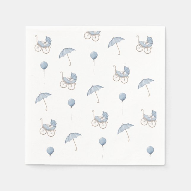 Cute Blue Baby Buggy Baby Shower Serviette (Vorderseite)