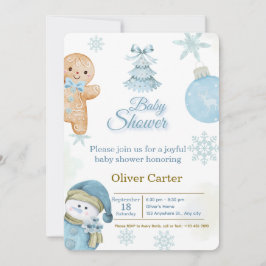 Cute Blue Boy Baby Shower Invitation Einladung