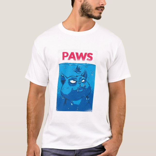 Cute Blue Cat “Paws” Funny Cat Lover T-Shirt (Vorderseite)