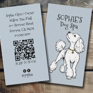 Cute Blue Dog Grooming Spa QR-Code Visitenkarte