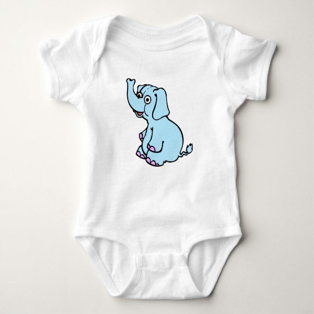 Cute Blue Elephants T-Shirt Baby Strampler (Vorderseite)