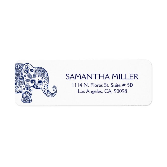 Cute Blue Floral Paisley Elephant (Vorne)