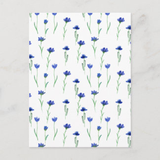 Cute Blue Flowers Spring Floral Card. Briefkaart Postkarte