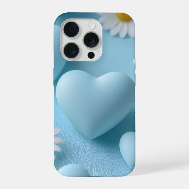 Cute Blue Heart Floral Phone Sticker iPhone Hülle (Rückseite)