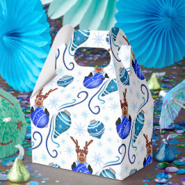 Cute Blue Holiday Christmas Reindeer Geschenkschachtel