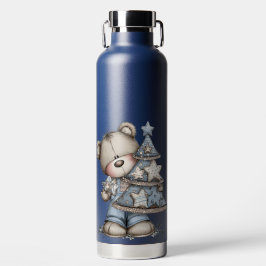 CUTE BLUE HOLIDAY WINTER TEDDY BEARS TRINKFLASCHE