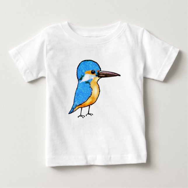 Cute Blue Kingfisher Bird Art Baby T-shirt (Vorderseite)
