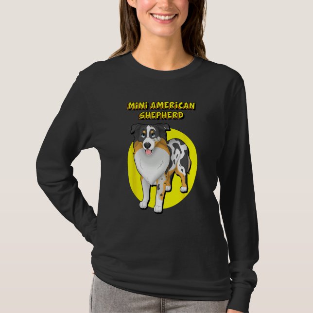 Cute Blue Merle Mini American Shepherd Blue Eyes T-Shirt (Vorderseite)