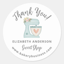 Cute Blue Mixer Bakery Business Thank you Sticker