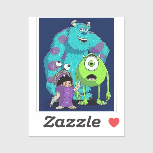 Cute Blue Monster Illustration Kids Party Paper Cu Aufkleber (Blatt)