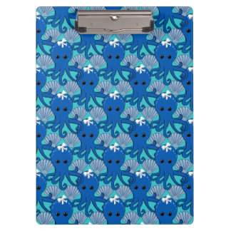 Cute Blue Octopus Clipboard Klemmbrett