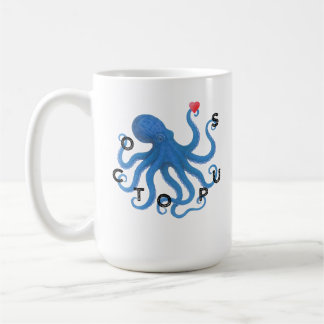 Cute Blue Octopus Friend with Heart Ocean Scuba  Kaffeetasse