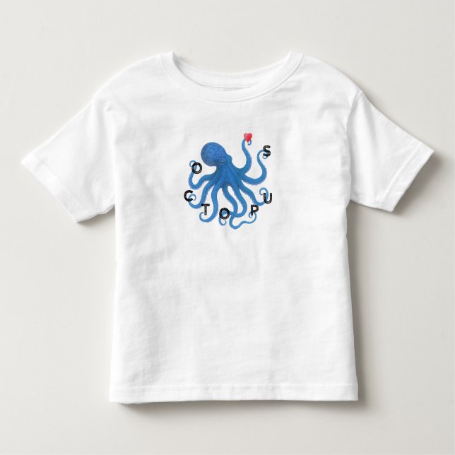 Cute Blue Octopus Friend with Heart Ocean Scuba  Kleinkind T-shirt (Vorderseite)