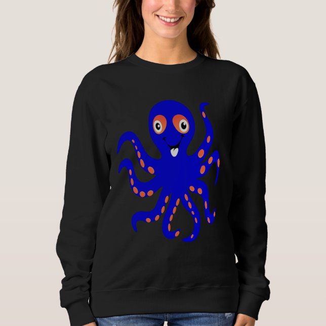 Cute Blue Octopus Ocean Sea Animal Halloween Costu Sweatshirt (Vorderseite)