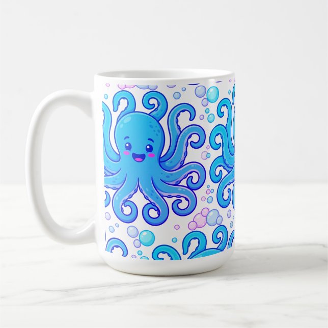 ​Cute Blue Octopus Pattern Coffee Mug Kaffeetasse (Links)