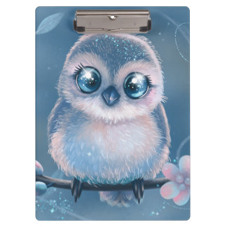 Cute Blue Owl Clipboard Klemmbrett
