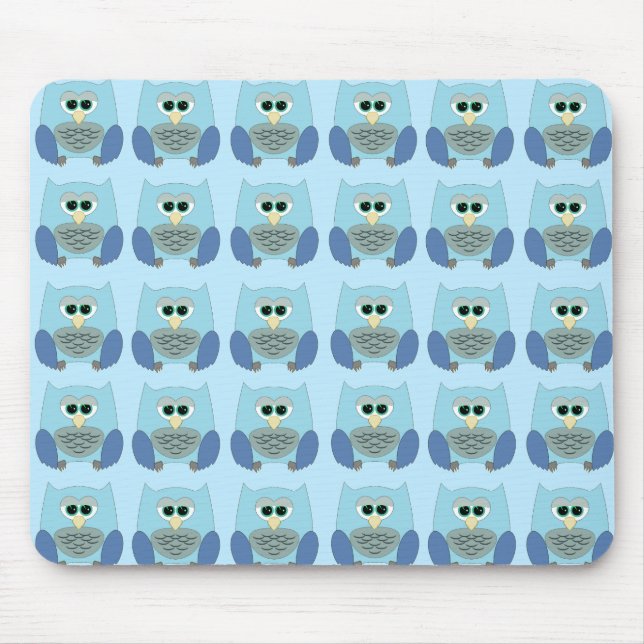 Cute Blue Owls Pattern Mousepad (Vorne)