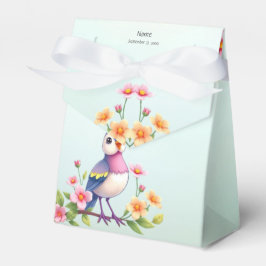 Cute Blue Pink Bird Floral Favor Box Geschenkschachtel