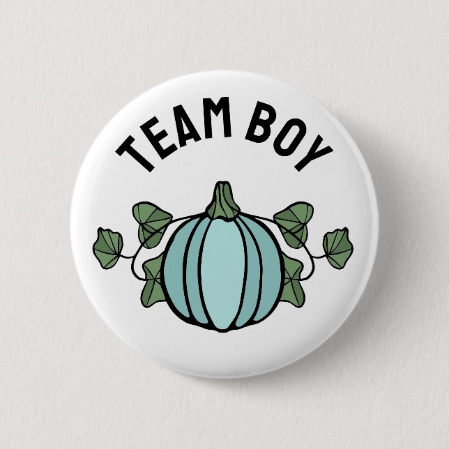 Cute Blue Pumpkin Team Boy Gender Reveal Button (Vorderseite)