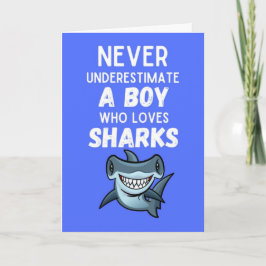 Cute Blue Shark Cards For Baby Boy Ocean Lover Kid Karte