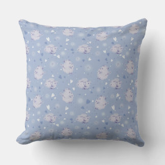 Cute Blue Sheep Kawaii Pattern Throw Pillow Kissen