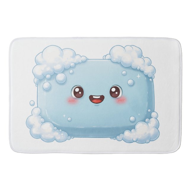 Cute Blue Soap Bar with Bubbles Badematte (Vorderseite)